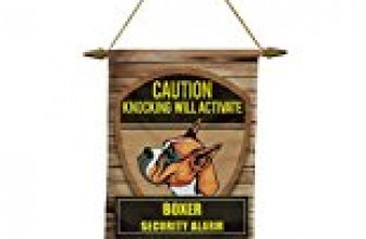 Knocking will activate BOXER DOG Banner Flag with Hanging Cord 7 in 7/8″ x 11 in 13/16″