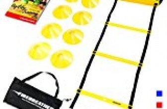 AGILITY LADDER & CONES by FireBreather. Powerful Training Equipment to boost Speed and Cardio in Soccer, Football & Sports. Includes 15ft Ladder, 10 Cones, Pegs, Nylon Carrying Bag & E-book