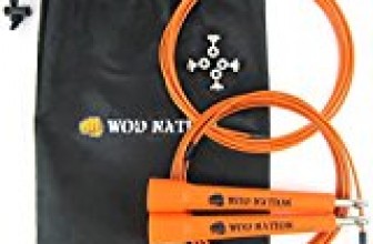 WOD Nation Speed Jump Rope – Blazing Fast Jumping Ropes – Endurance Workout for Boxing, MMA, Martial Arts or Just Staying Fit + FREE Skipping Training Included – Adjustable for Men, Women and Children