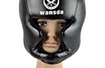 Boxing Headgear, Synthetic Leather MMA Headgear, UFC Fighting Head Guard Sparring Helmet by Sanjoin, Black